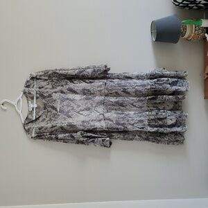 Wmn Addition Elle Boho Snake Print Midi Layered Light Ruffled Summer Dress Sz 3X